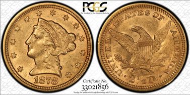 1878 $2.50 AU58