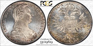 "1780"-S.F. Thaler Modern Restrike (1853-Present) MS65