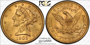 1903 $5 MS63
