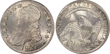 1827 50C Square Base 2 MS64