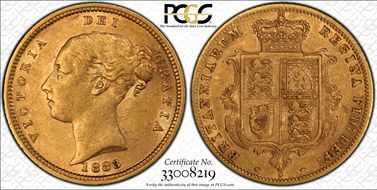 1883-S 1/2 Sov S-3862D Cross not Buried XF45