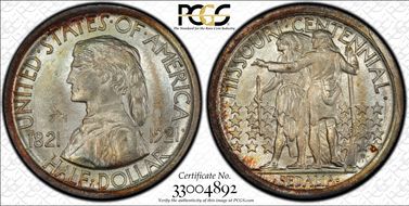 1921 50C Missouri, 2*4 MS66+