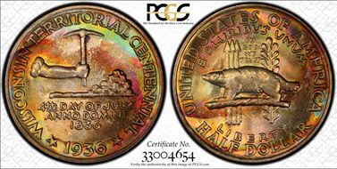 1936 50C Wisconsin MS68+