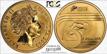 2000 $5 Paralympics  Wheelchair Racer MS68