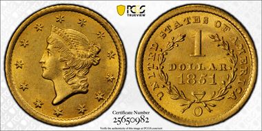 1851-O G$1 MS64