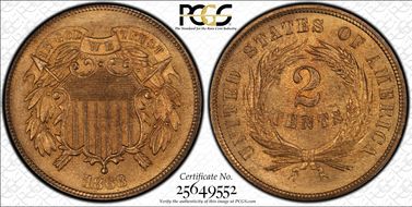 1868 2C MS66RD