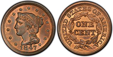 1847 1C Newcomb 20 MS66RB