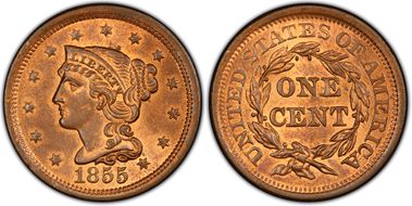 1855 1C N-3 Upright 55 MS65RB