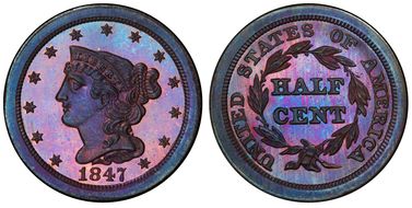 1847 1/2C Restrike PR67BN
