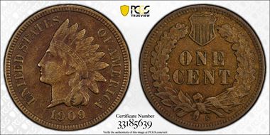 1909-S 1C Indian XF45BN