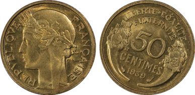 1939 50C Gad-423 F-192 MS66