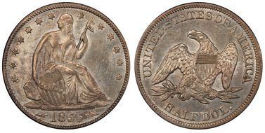 1855/54 50C Arrows AU58