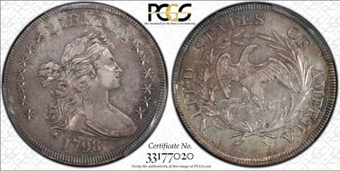 1798 $1 Small Eagle, 13 Stars AU55