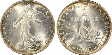 1920 2 Fr Gad-532 F-266 Semeuse MS66