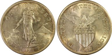 1908-S Peso KM-172  Ag MS63