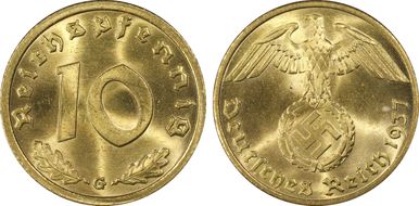 1937-G 10 Pfg J-364 MS65