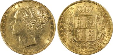 1875-S Sov S-3855 Shield AU58