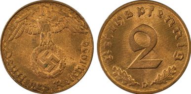 1939-D 2 Pfg J-362 MS64RD