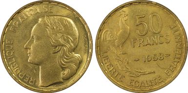 1958 50 Fr Gad-880 F-425 MS64
