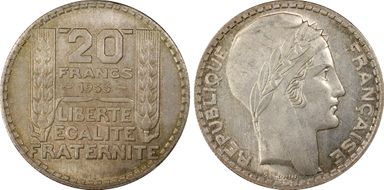 1933 20 Fr Gad-852 Rameaux longs F-400 MS64