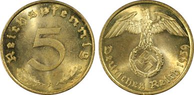 1939-A 5 Pfg J-363 MS66