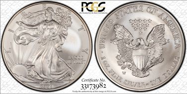 2008-W $1 Burnished Silver Eagle Reverse of 2007 SP70