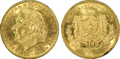 1910 10 Per Laureate Head KM-9  Au MS63