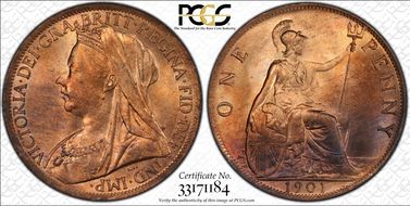 1901 1D S-3961 MS65+ RB