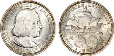 1893 50C Columbian AU58
