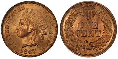 1867 1C MS65+ RD