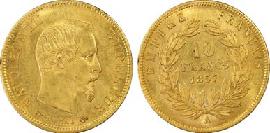 1857-A 10 Fr Gad-1014 F-506 MS63
