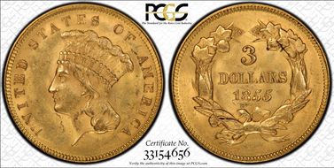 1855 $3 MS63