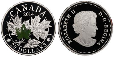 2014 $20 Majestic Maple Leaves Jade Insert PR69DCAM