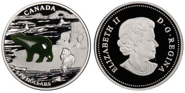 2015 $20 Polar Bear - Jade Insert PR69DCAM