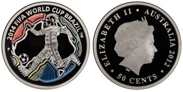 2012-P 50C FIFA World Cup Brazil Colorized Ag PR69DCAM