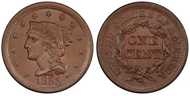 1855 1C N-1 Upright 55 MS65+ BN