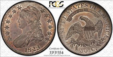 1823 50C O-110a, Ugly 3 AU53