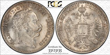 1869 10 Kr MS65
