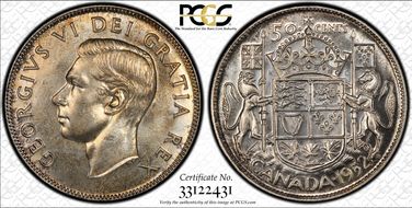 1952 50C Narrow Date MS65