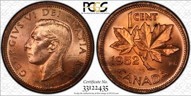 1952 1C MS64RD