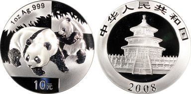 2008 10 Yn Panda Silver PAN-495A MS70