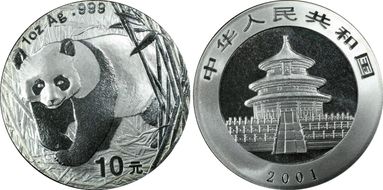 2001 10 Yn Panda Silver PAN-347A MS69