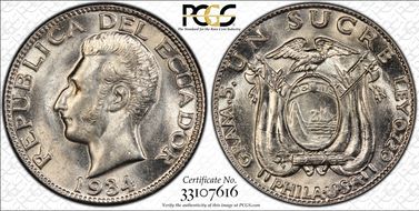 1934 Sucre Phila-USA MS64