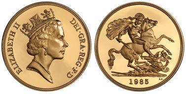 1985 £5 S-SE3 St. George PR70DCAM