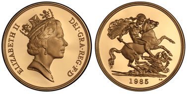 1985 £5 S-SE3 St. George PR68DCAM