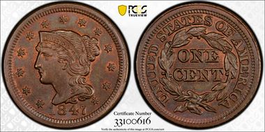1847 1C N-27 MS65BN