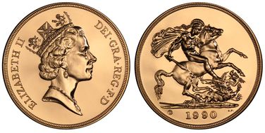 1990-U £5 S-SE4 St. George MS69