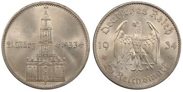 1934-F 5 Mk Potsdam w/Date J-356 MS65