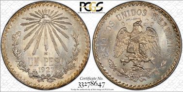1927-M Peso KM-455  Ag MS67