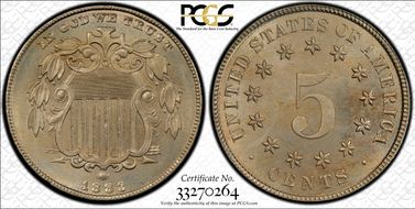 1883 5C Shield - Overdate FS-305 MS65